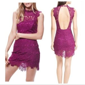 🎈👒Free People Daydream Lace Magenta Mini Dress M & L